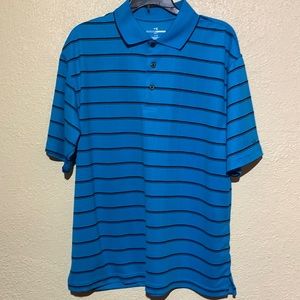 Grand Slam Golf Men's Polo Shirt L Short Sleeve Blue Black Stripes Pullover